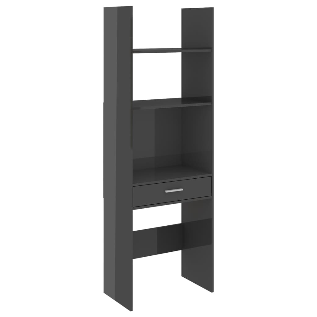4 Piece Book Cabinet Set Engineered Wood – High Gloss Grey