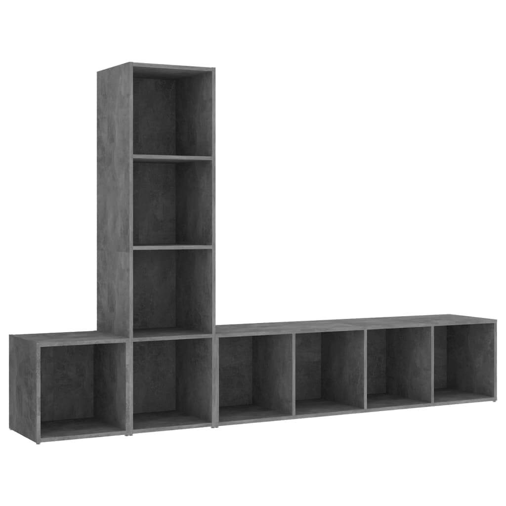 Jervois 3 Piece TV Cabinet Set Engineered Wood – Concrete Grey
