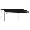 Automatic Retractable Awning with Posts – 450×300 cm, Anthracite
