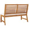 Garden Bench 114.5 cm with Cushion Solid Acacia Wood – Cream, 2-Seater With Right Armrest