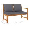 Garden Bench 114.5 cm with Cushion Solid Acacia Wood – Dark Grey, 2-Seater With Left Armrest