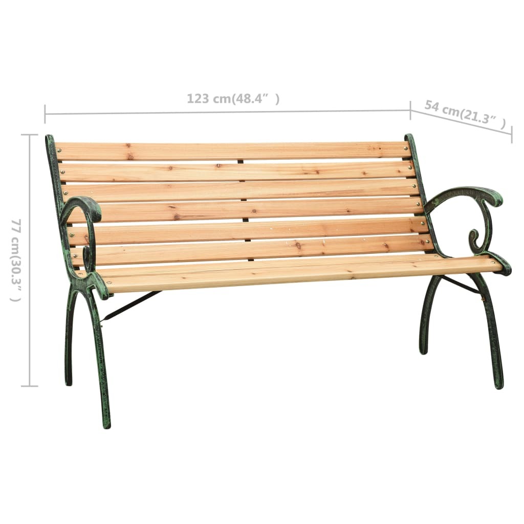 Garden Bench 123 cm Cast Iron and Solid Firwood
