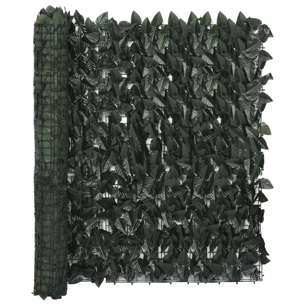 Balcony Screen with Leaves – 300×100 cm, Dark Green