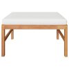 Sofa with Cushions Solid Teak Wood – Cream, Middle + Footrest + Table