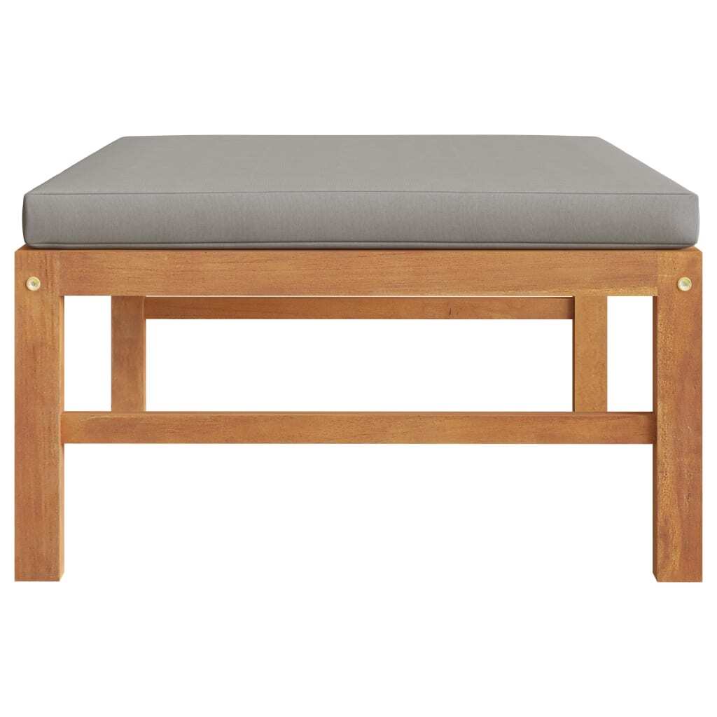 Footrest with Cushion Solid Teak Wood – Dark Grey