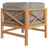 Sofa with Cushions Solid Teak Wood – Dark Grey, Corner Sofa (2 Pcs)