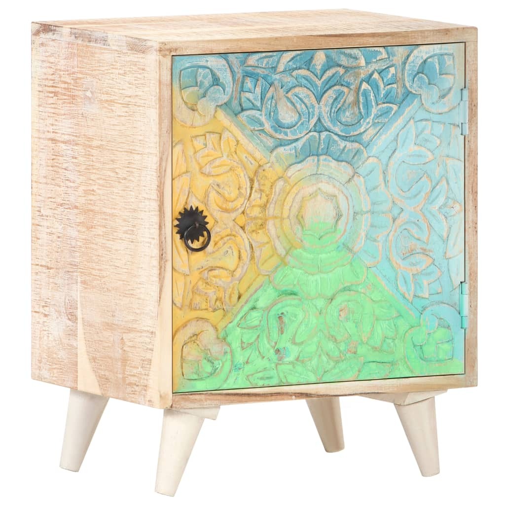 Cupertino Carved Bedside Cabinet 40x30x50 cm Solid Acacia Wood