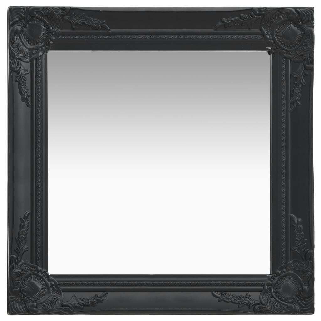 Wall Mirror Baroque Style – 50×50 cm, Black