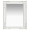 Wall Mirror Baroque Style – 50×60 cm, White