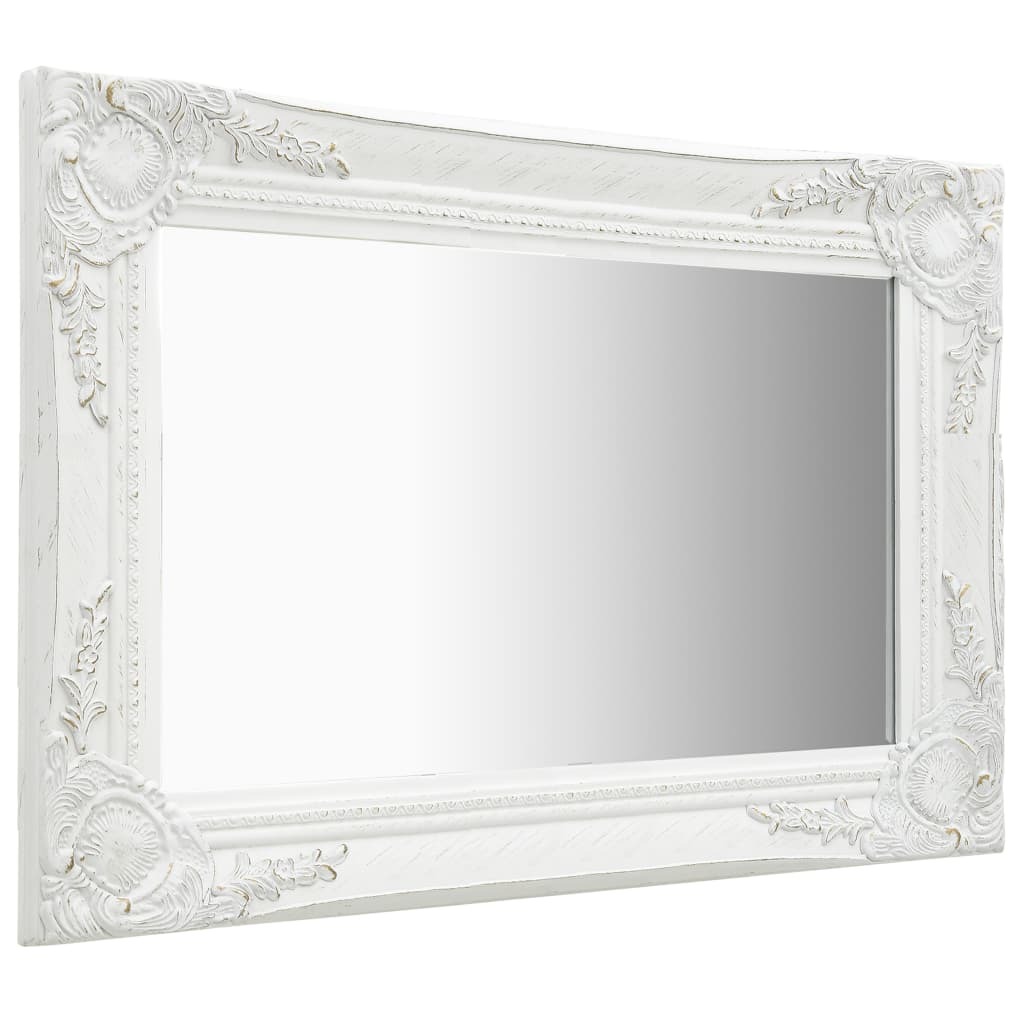 Wall Mirror Baroque Style – 60×40 cm, White
