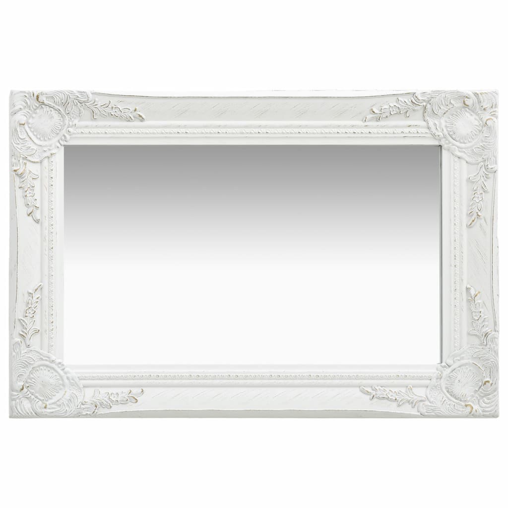 Wall Mirror Baroque Style – 60×40 cm, White