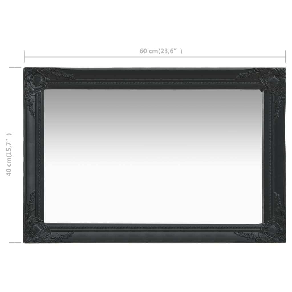 Wall Mirror Baroque Style – 60×40 cm, Black