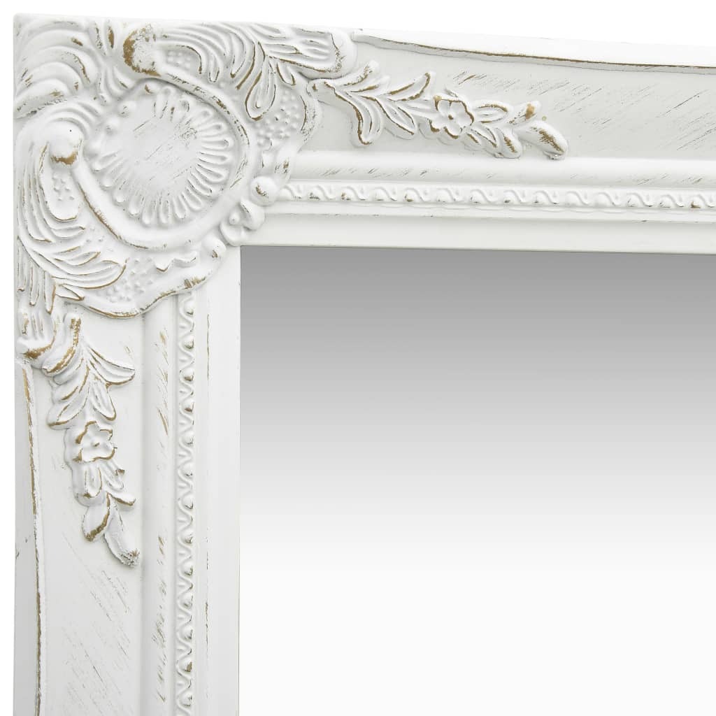 Wall Mirror Baroque Style – 60×60 cm, White
