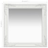 Wall Mirror Baroque Style – 60×60 cm, White