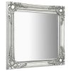 Wall Mirror Baroque Style – 60×60 cm, Silver