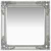 Wall Mirror Baroque Style – 60×60 cm, Silver