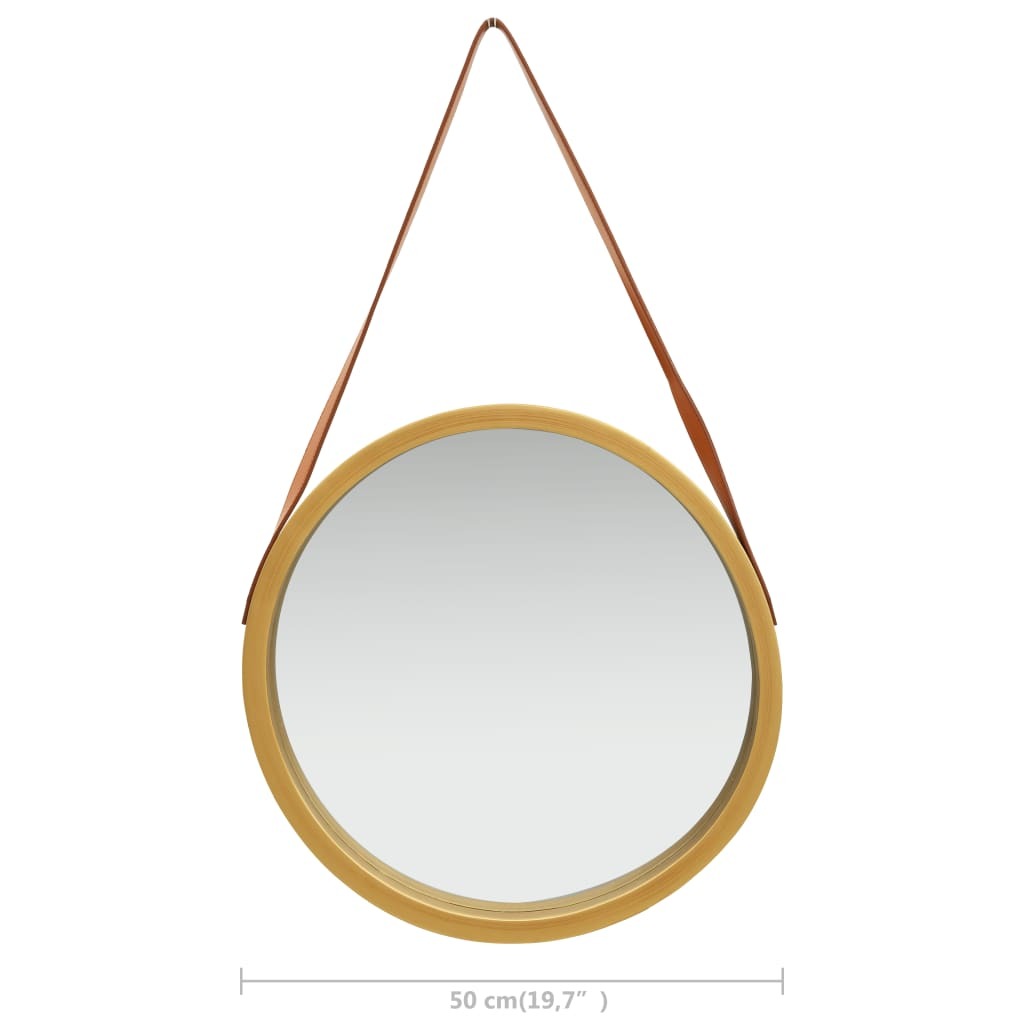Wall Mirror with Strap – 50 cm, Gold