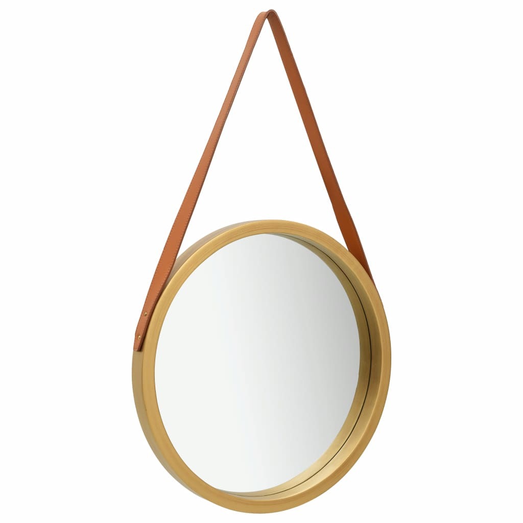 Wall Mirror with Strap – 50 cm, Gold