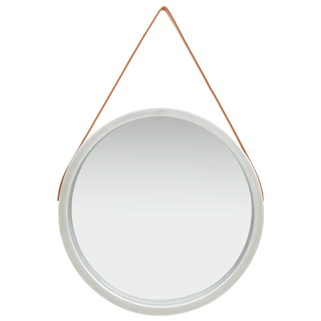 Wall Mirror with Strap – 60 cm, Silver