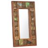 Mirror with Buddha Cladding Solid Reclaimed Wood – 50×80 cm