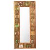 Mirror with Buddha Cladding Solid Reclaimed Wood – 50×110 cm