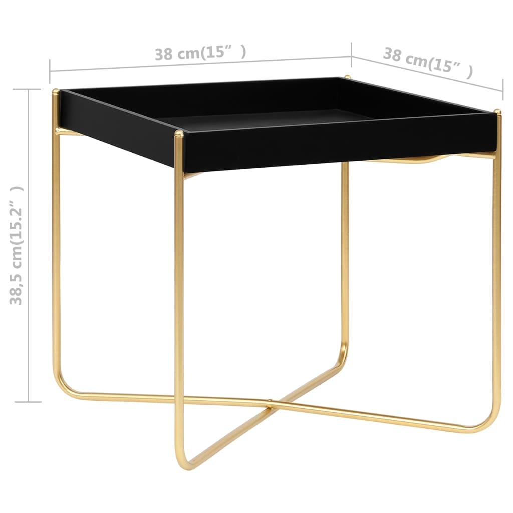 Delray Side Table Black and Gold 38x38x38.5 cm MDF