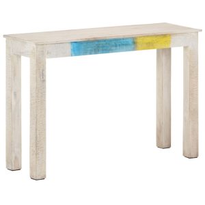 Console Table White 115x35x77 cm Rough Mango Wood