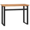 Desk Solid Teak Wood – 100x45x75 cm, Black