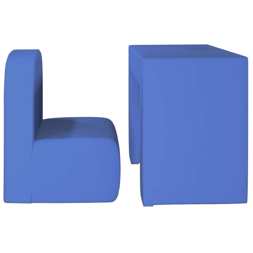 2-in-1 Children Sofa Faux Leather – Blue