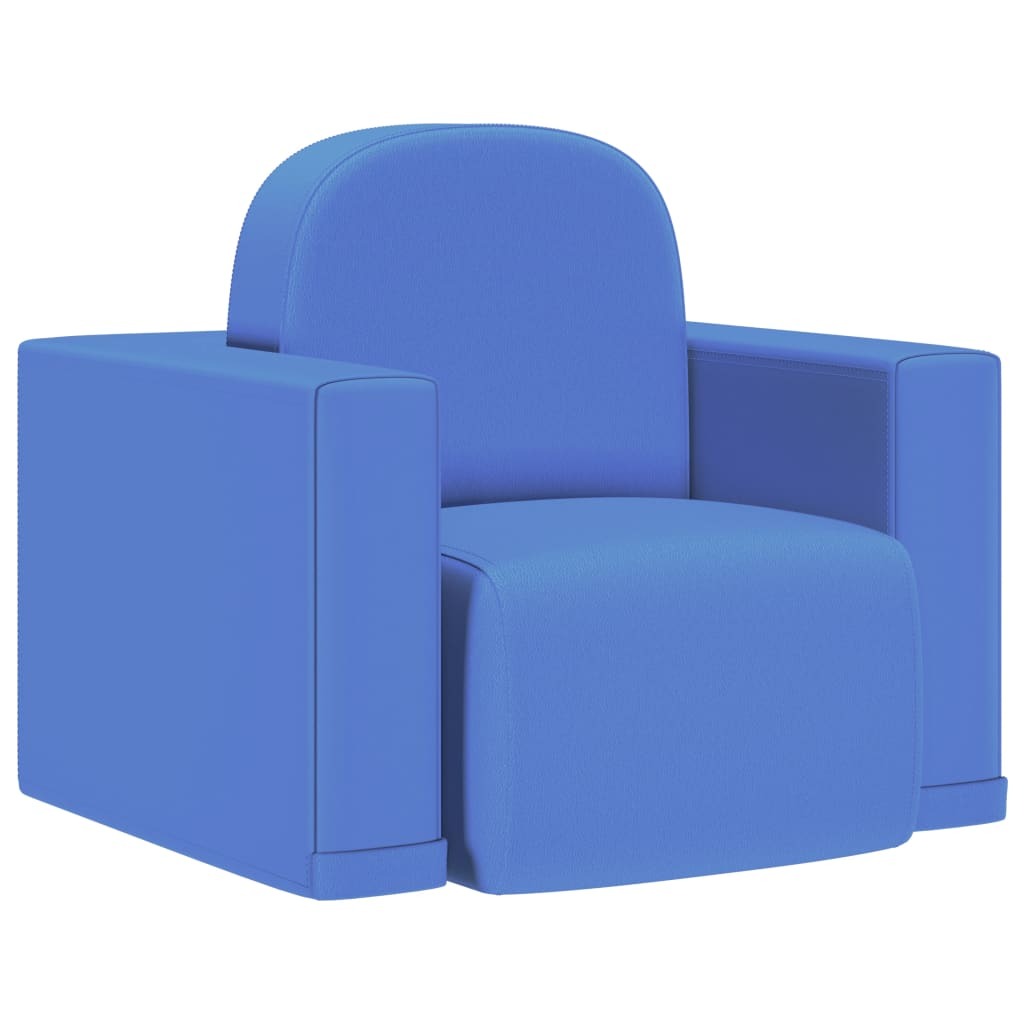 2-in-1 Children Sofa Faux Leather – Blue