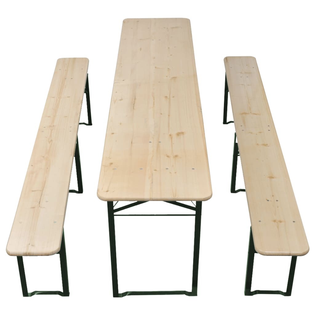 Folding Beer Table with 2 Benches 220 cm Fir Wood