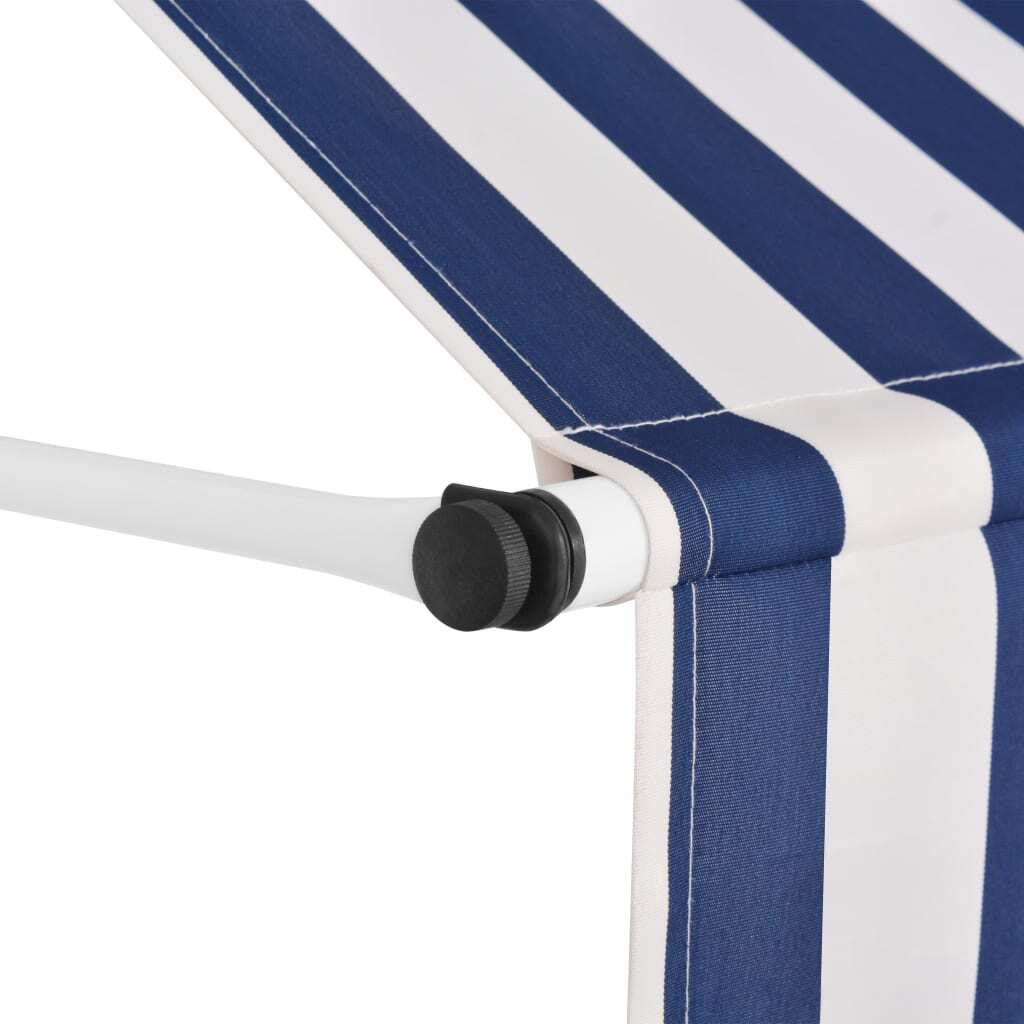 Manual Retractable Awning Stripes – Blue and White, 150 cm