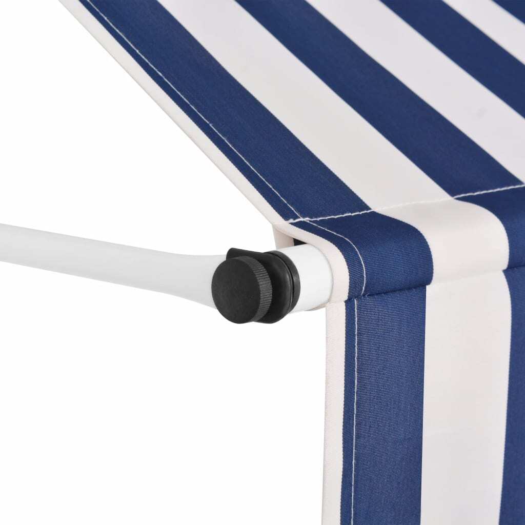 Manual Retractable Awning Stripes – Blue and White, 250 cm