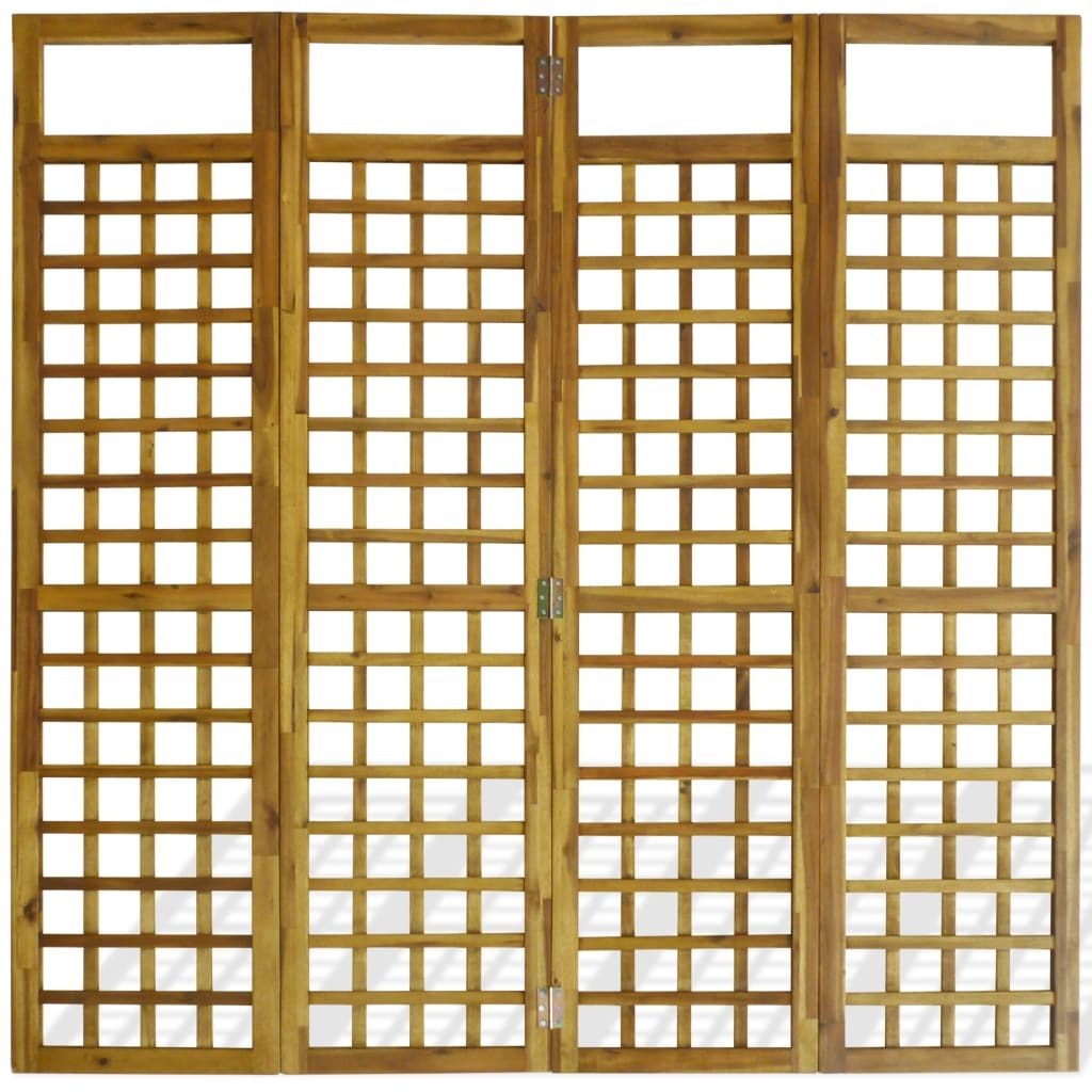 Humber 4-Panel Room Divider / Trellis Solid Acacia Wood 160×170 cm