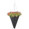Hanging Flower Baskets 2 pcs Poly Rattan – Black