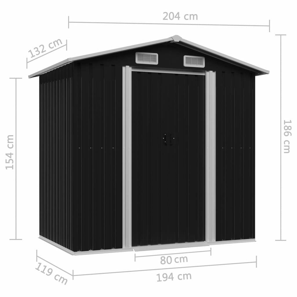 Garden Storage Shed Metal 204x132x186 cm – Anthracite