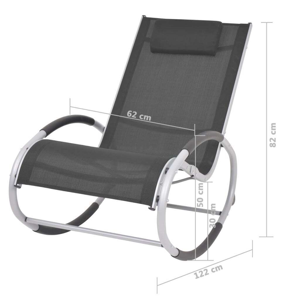Outdoor Rocking Chair Black Textilene