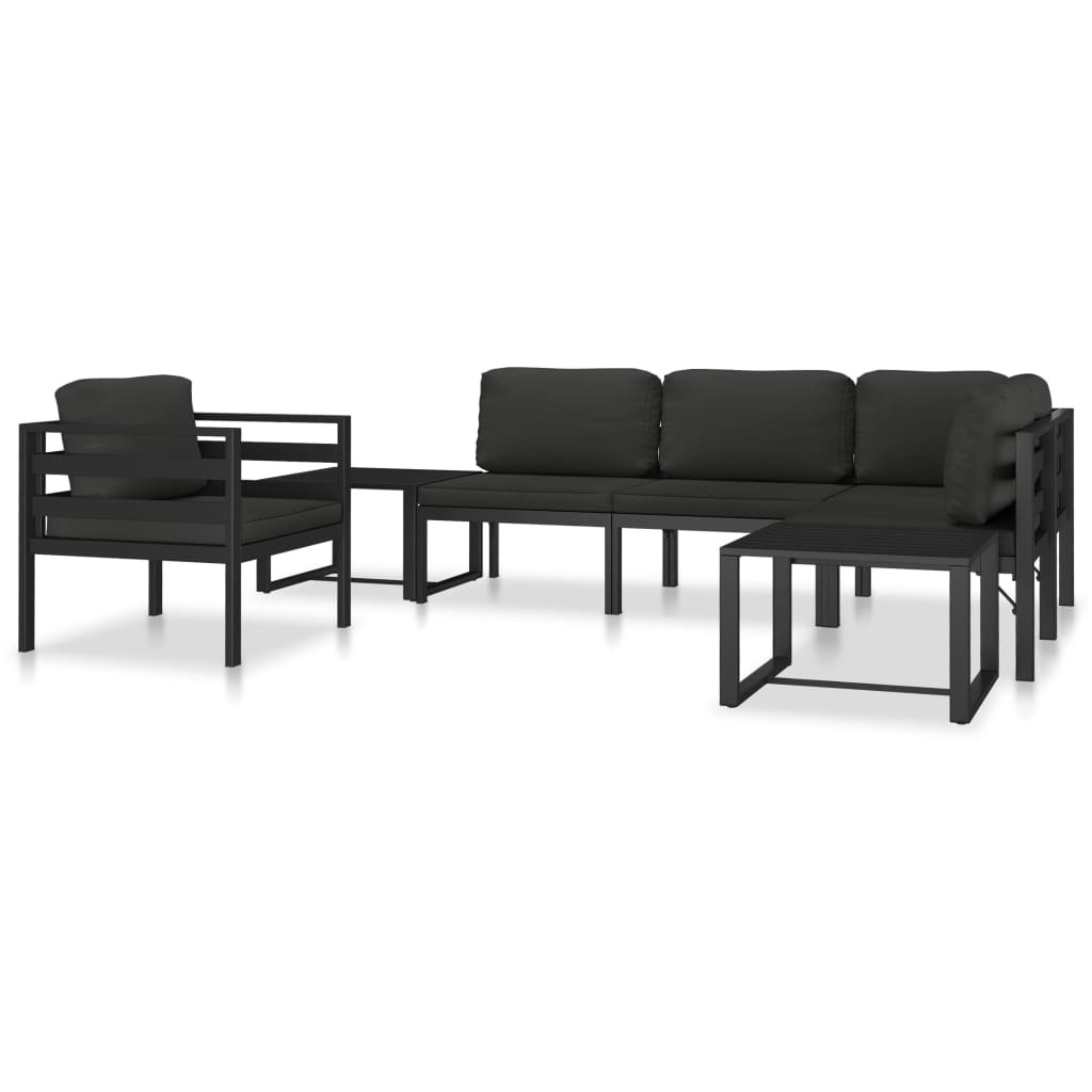 Sofa 1 pc with Cushions Aluminium Anthracite – Coffee Table