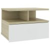 Dollis Floating Nightstand White and Sonoma Oak 40x31x27 cm Chipboard