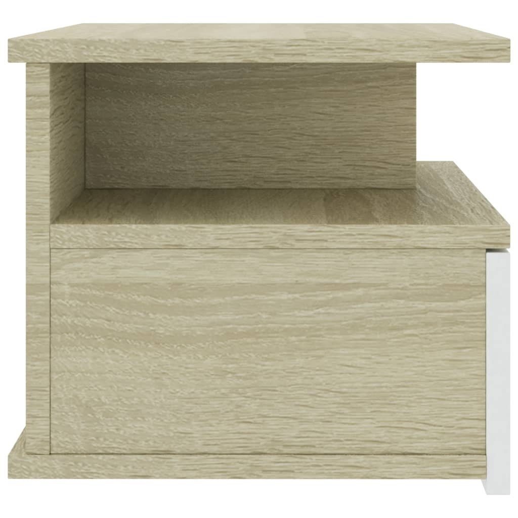 Dollis Floating Nightstand White and Sonoma Oak 40x31x27 cm Chipboard