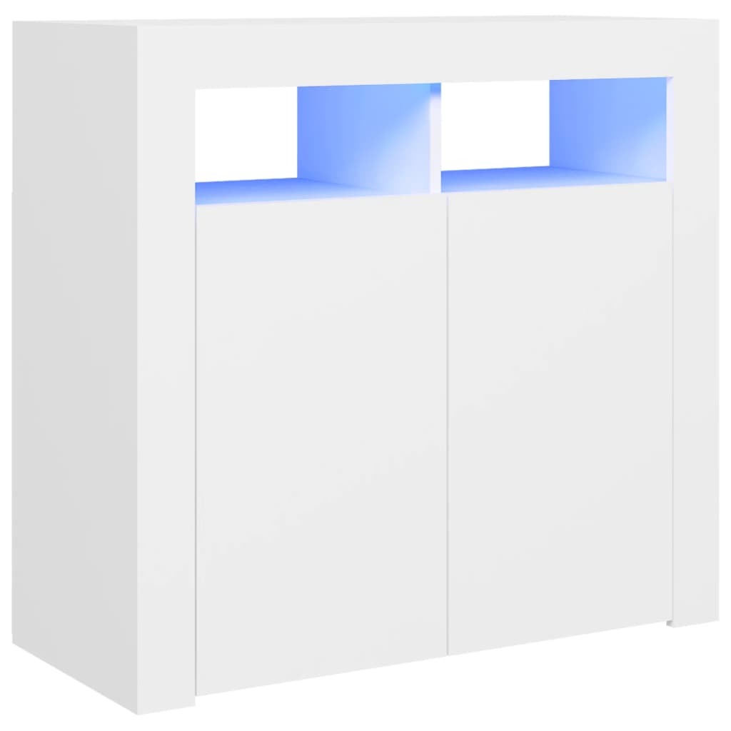 Sideboard with LED Lights – 80x35x75 cm, White