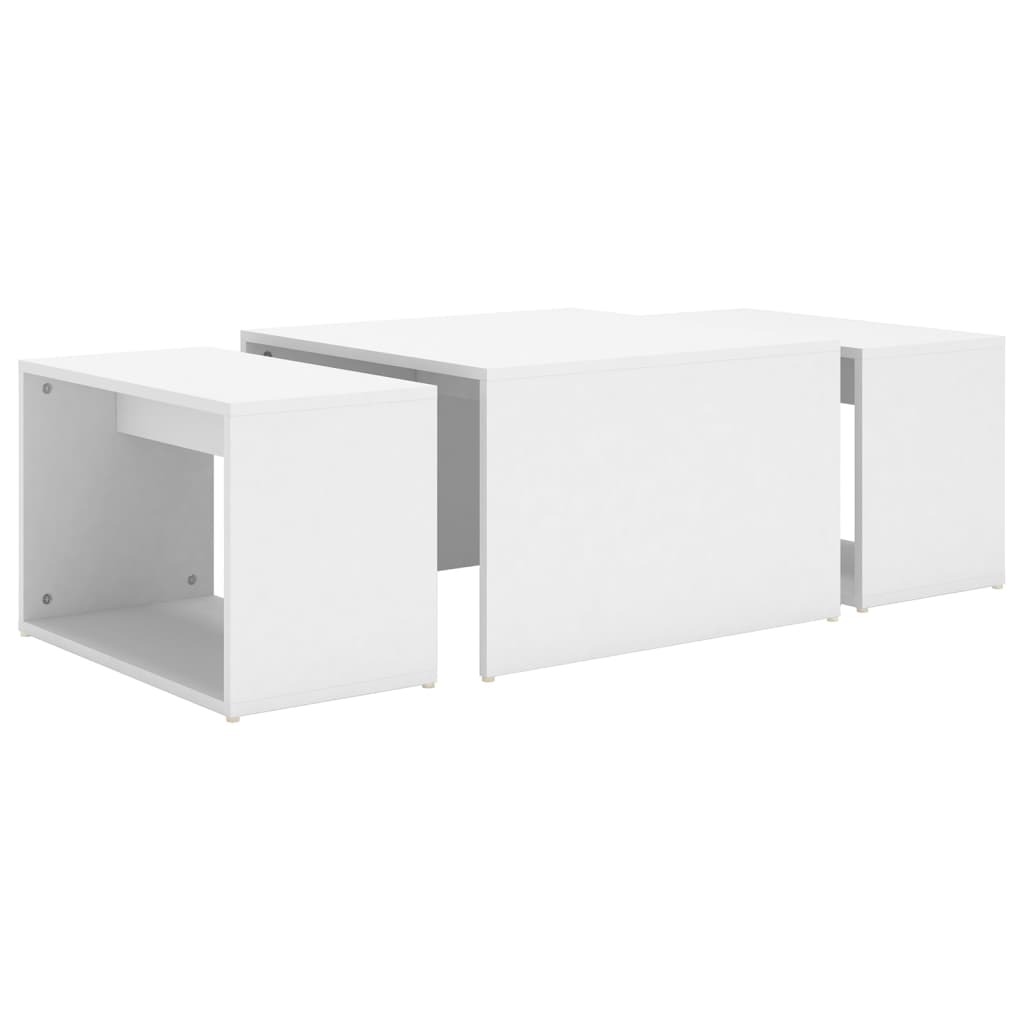 3 Piece Nesting Coffee Table Set 60x60x38 cm Engineered Wood – White
