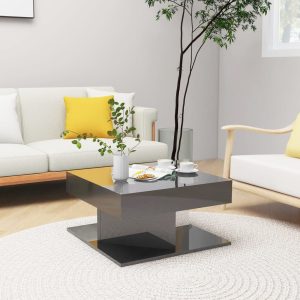 Coffee Table 57x57x30 cm Engineered Wood – High Gloss Grey