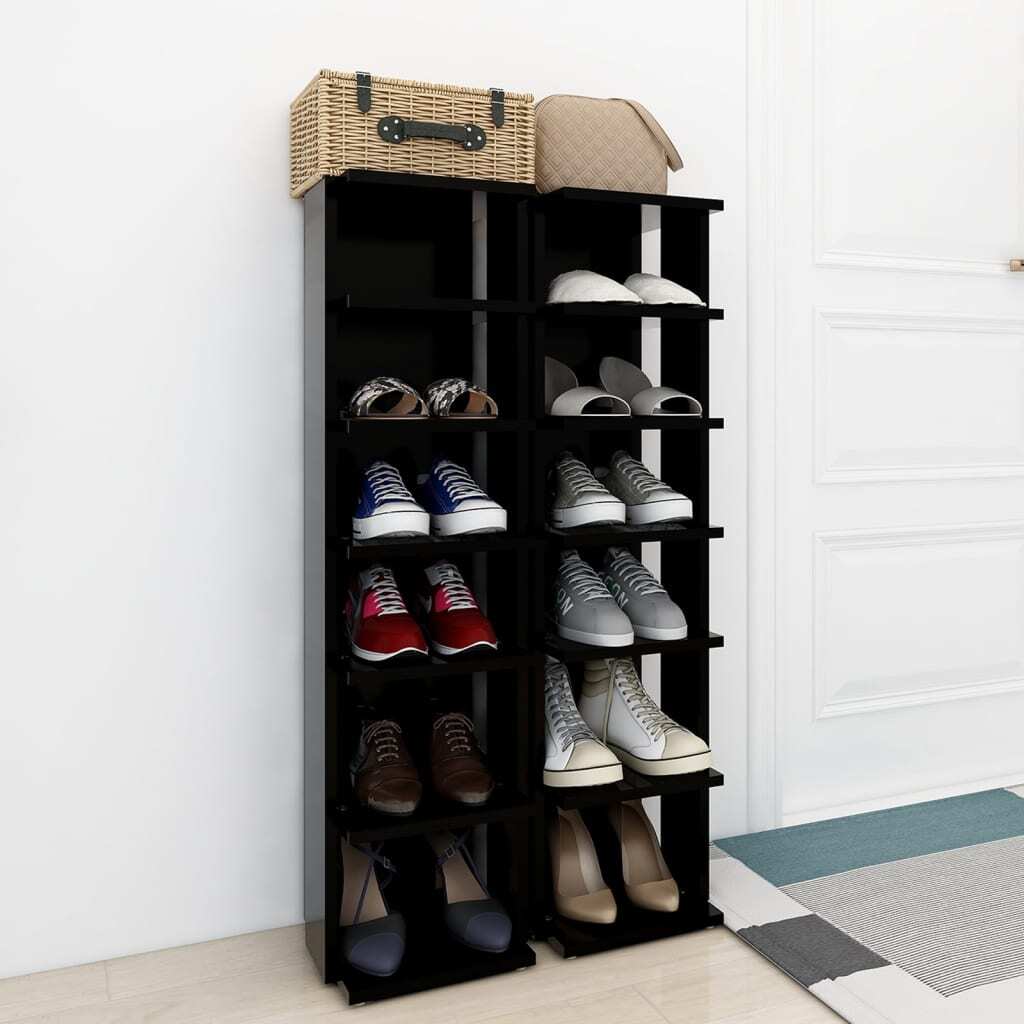 Shoe Cabinet 27.5x27x102 cm Engineered Wood – Black, 2