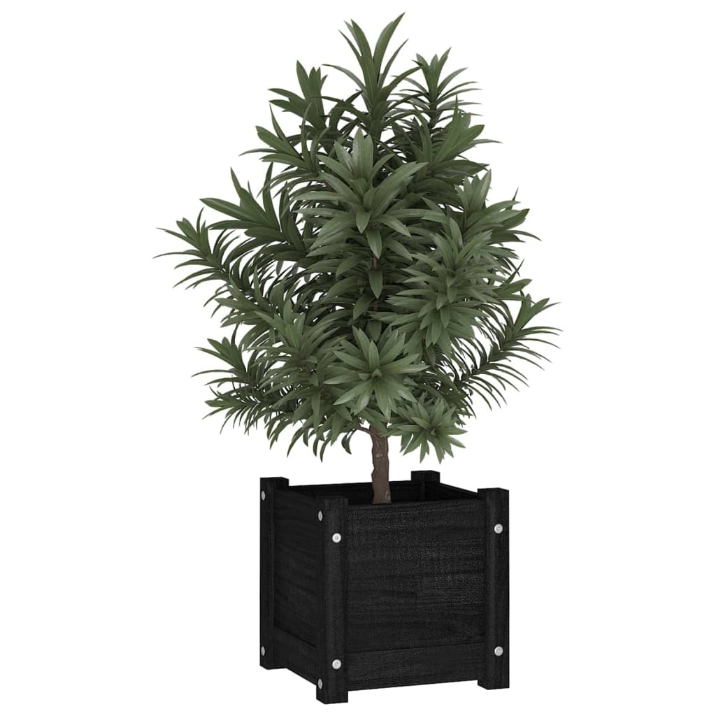 Garden Planter 31x31x31 cm Solid Pinewood – Black, 2