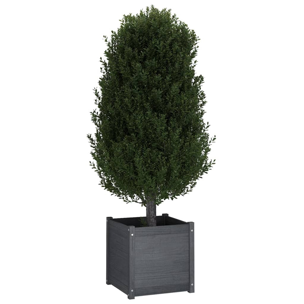 Garden Planter 50x50x50 cm Solid Pinewood – Grey, 2