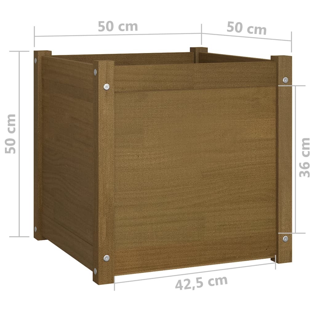 Garden Planter 50x50x50 cm Solid Pinewood – Honey Brown, 2