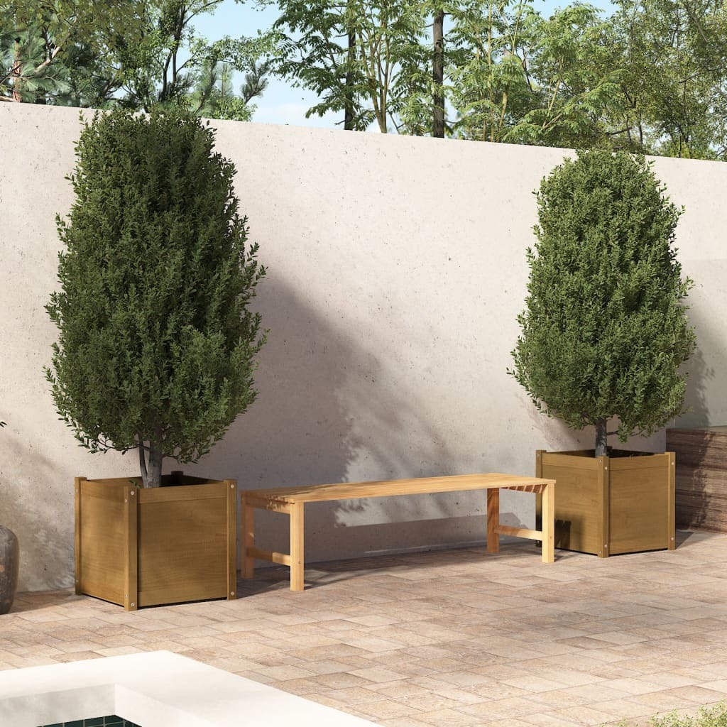 Garden Planter 50x50x50 cm Solid Pinewood – Honey Brown, 2