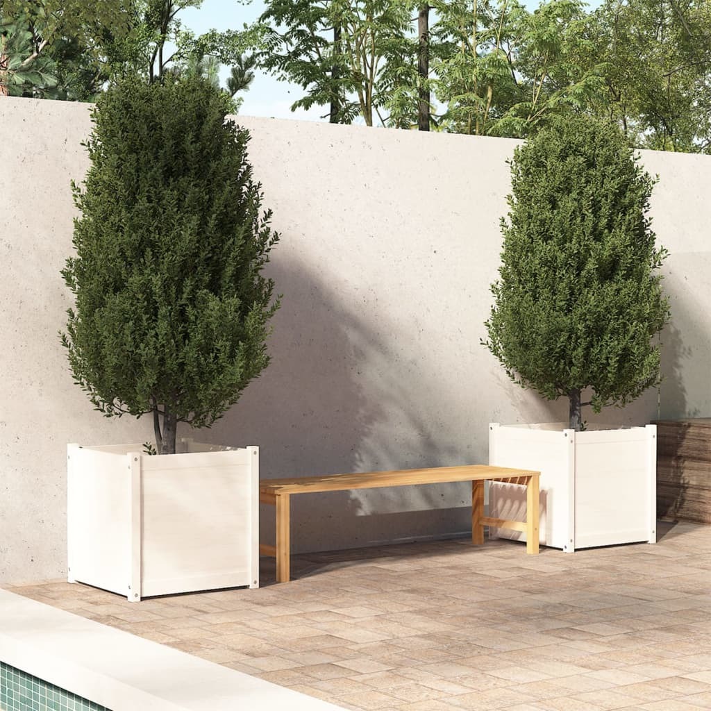 Garden Planter 60x60x60 cm Solid Pinewood – White, 2