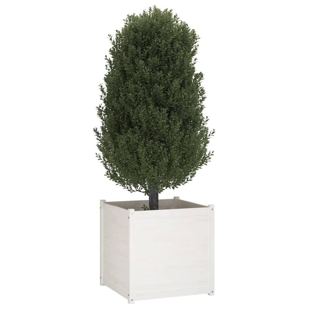 Garden Planter 70x70x70 cm Solid Pinewood – White